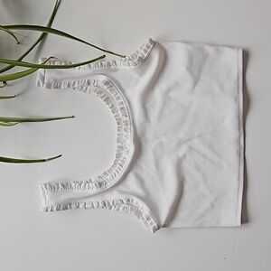 American Eagle Cropped Tank with Ruffles in White